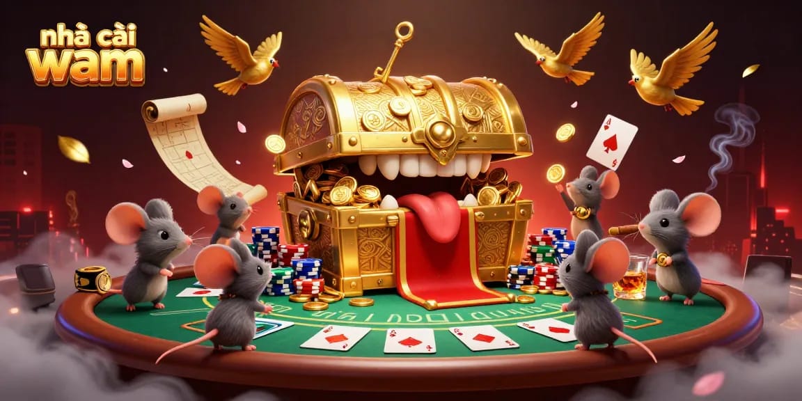 Experience the allure of nhà cái vmax with engaging treasures and immersive casino elements in a captivating 3D illustration.