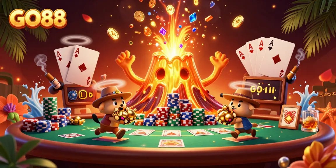 Experience the thrill of winning with GO88 at this vibrant casino scene filled with treasure.
