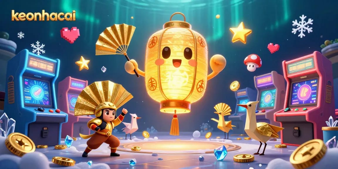 Bet on keonhacai with the glowing spirit and warriors in a vibrant casino scene.