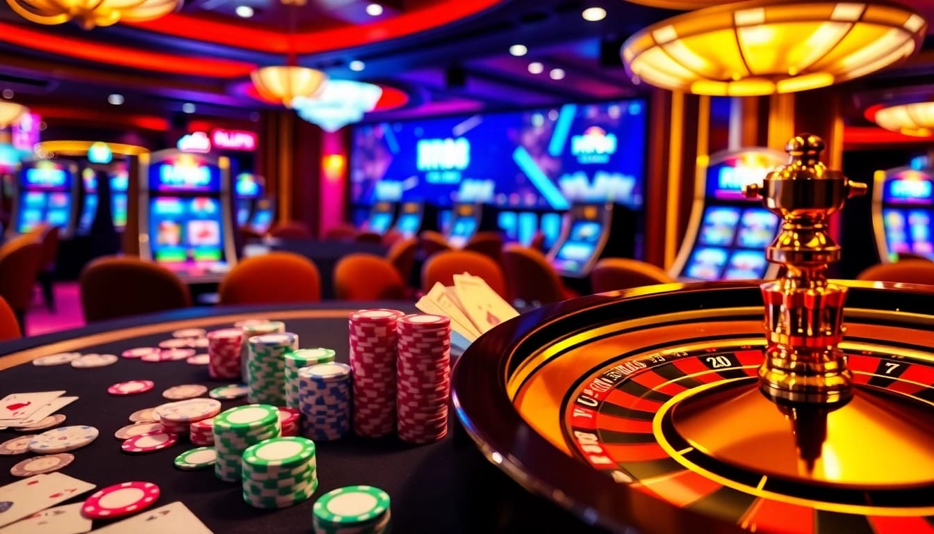 RR88 branded casino scene with poker chips and roulette wheel, conveying excitement
