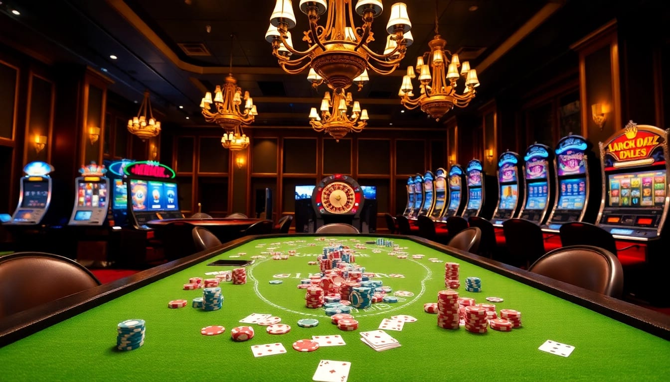 Engaging gameplay scene on https://f1686s.com/ featuring poker chips and a spinning roulette wheel.