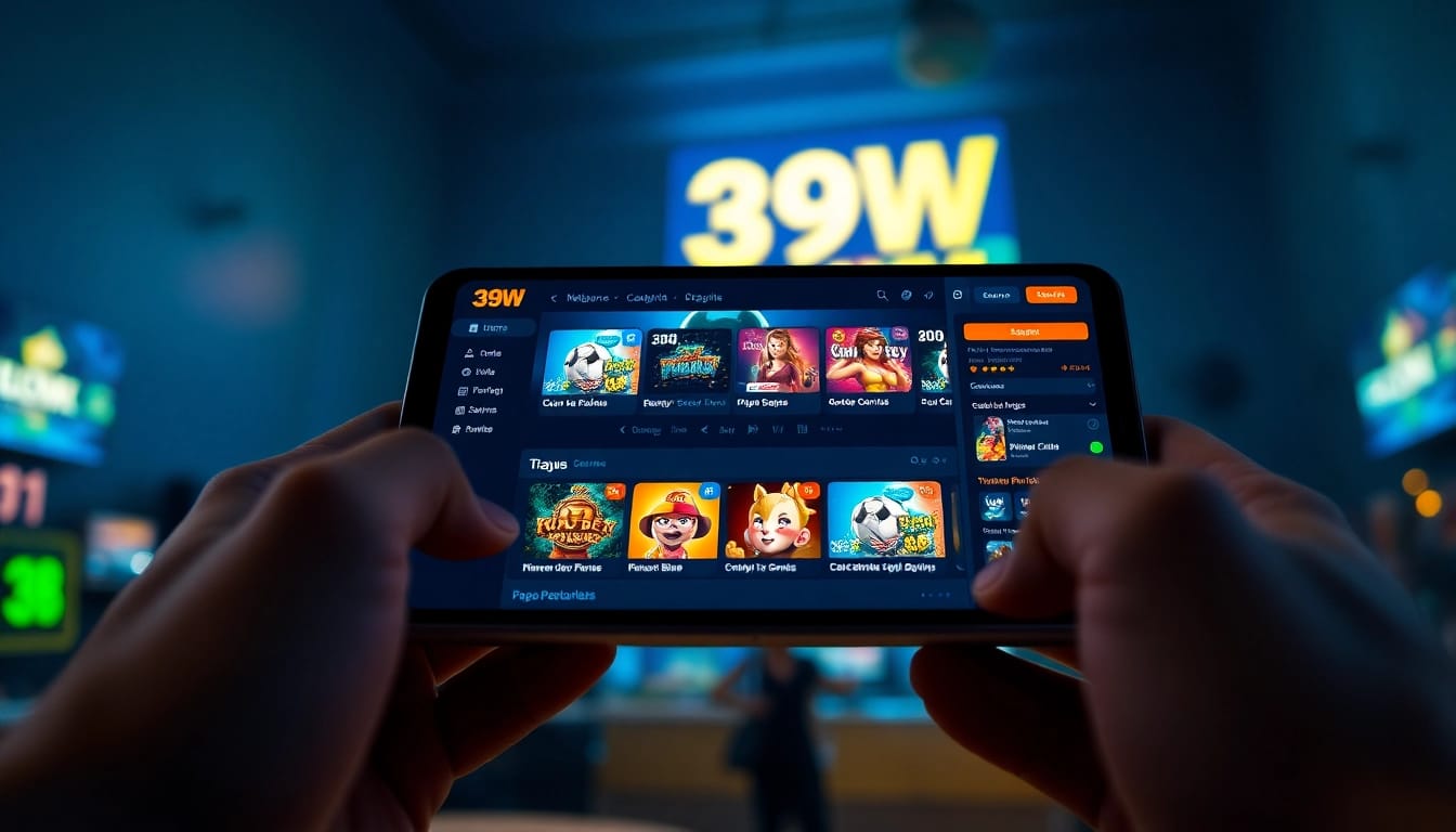 Engaging digital interface of 399W, showcasing online betting and casual games.