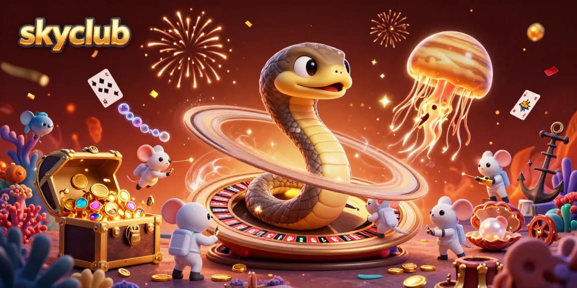 Engage in thrilling gameplay at skyclub as astronaut mice bet on the roulette-like Saturn ring.