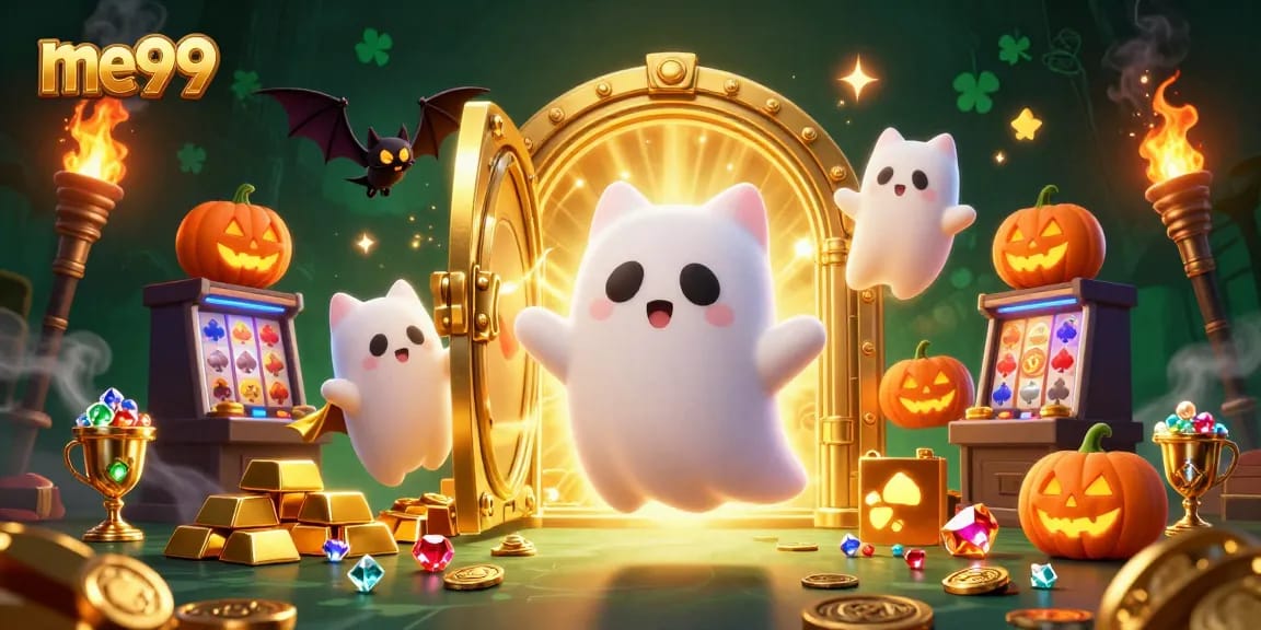 Spin thrilling pokies at me99, where vibrant ghost cats and bats create gaming magic!