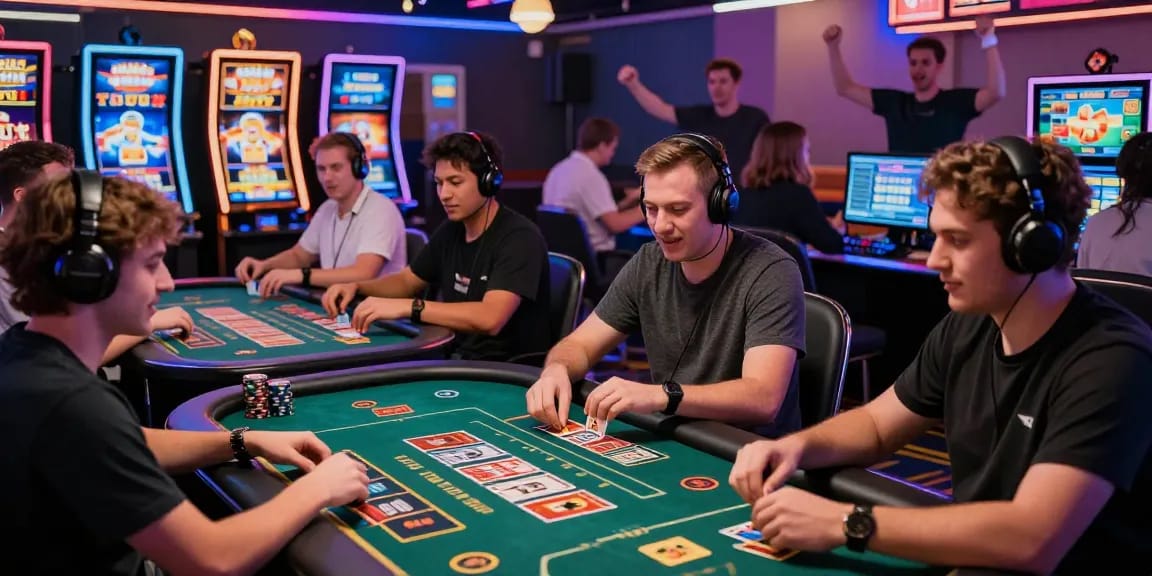 Exciting online gaming atmosphere at 68gamebai featuring players engaged in card games and slots.