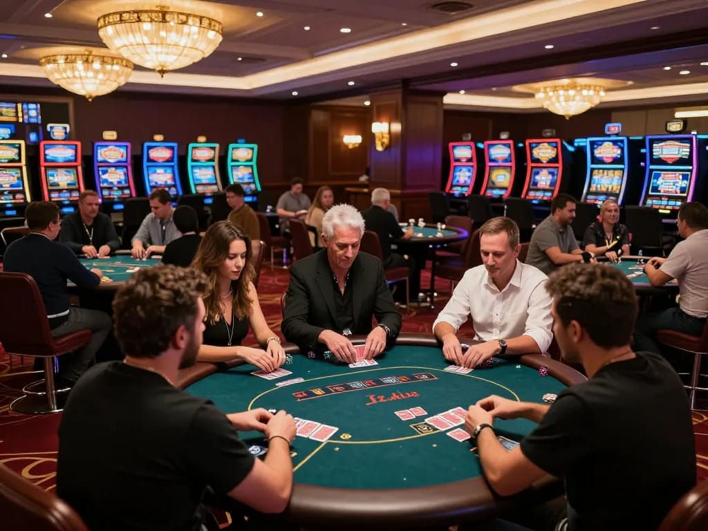 Experience thrilling gameplay at B52 club with intense poker action on the casino floor