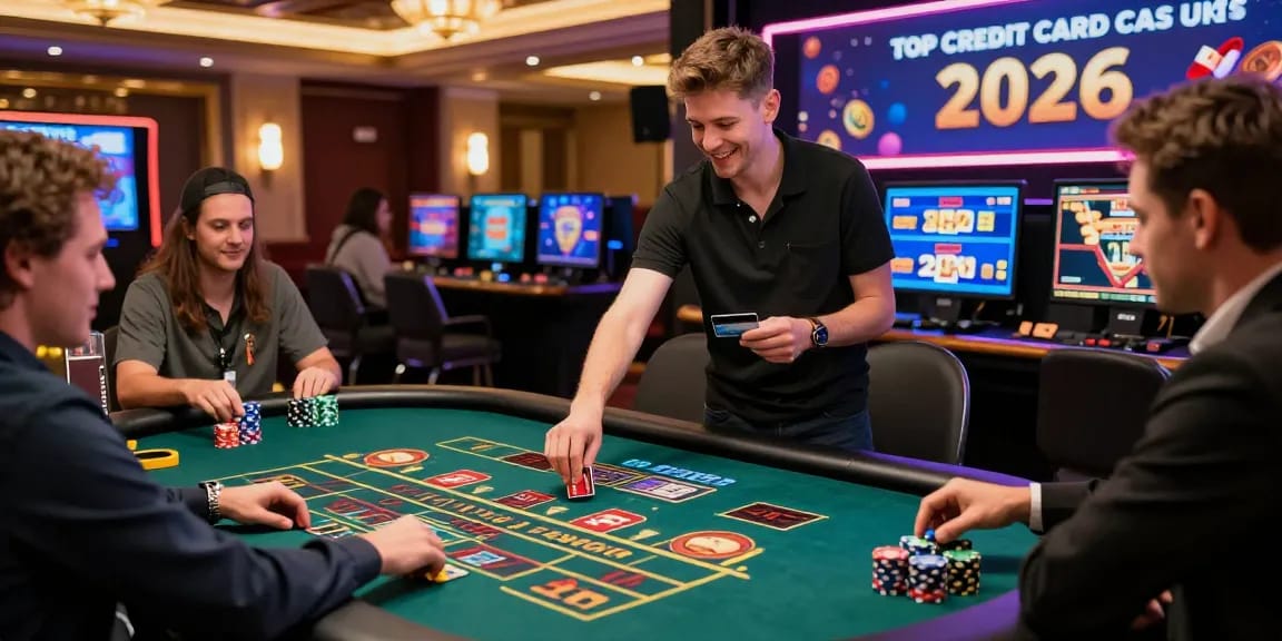 Engaging scene at a credit card casino showcasing players and a dealer with vibrant games, highlighting https://crownwoods.org.uk/ as a top resource for UK players in 2026.
