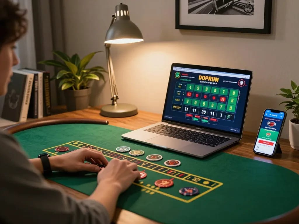 mm88 player strategizing while enjoying live dealer baccarat in a cozy home environment.