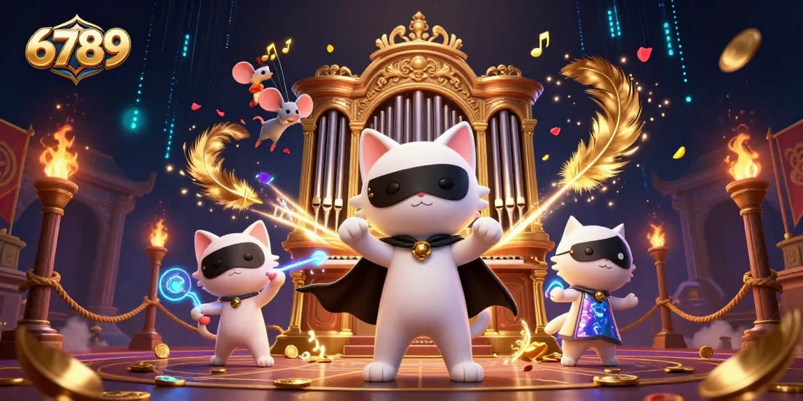 Experience thrilling gameplay with 6789 in a vibrant casino scene featuring a phantom cat and acrobatic mice.