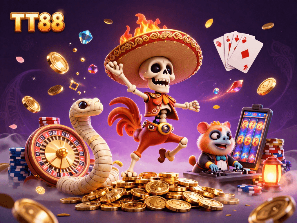 Win big at TT88 with lively casino action featuring unique characters and vibrant game elements.