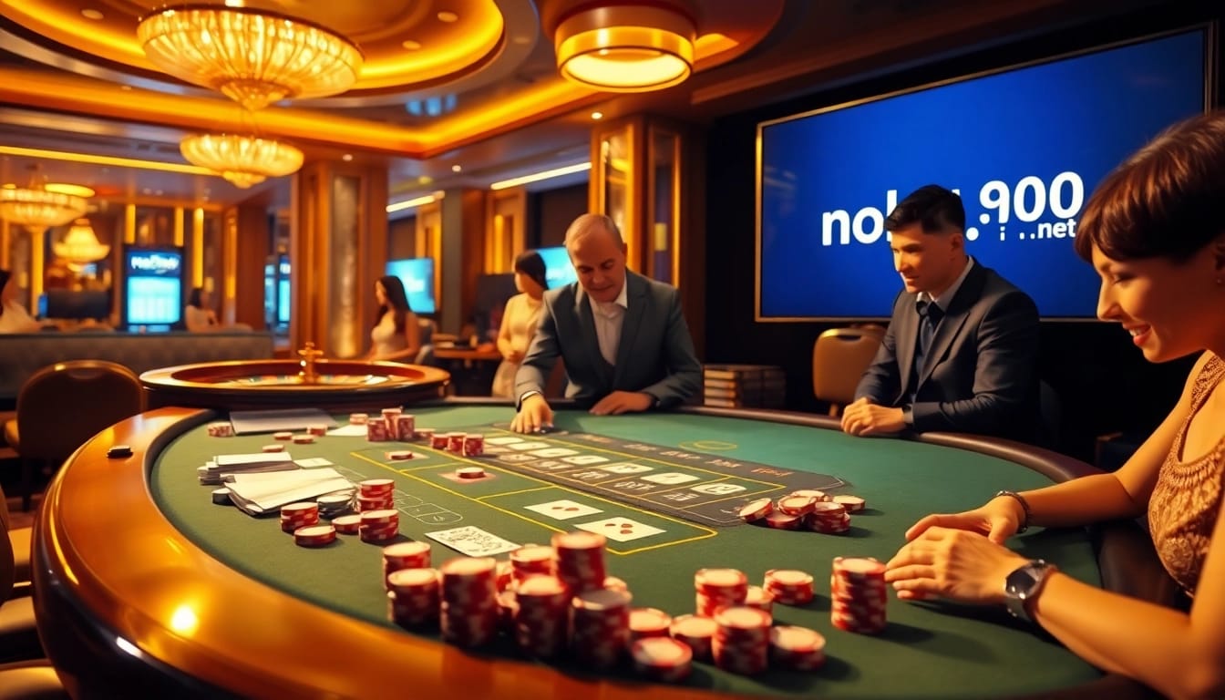 Gambling excitement at nohu900.in.net with players enjoying a vibrant casino atmosphere.