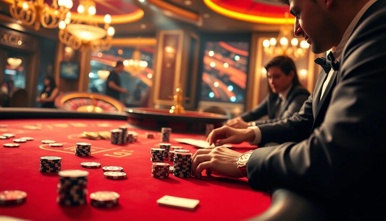 Players at a high-stakes poker table experiencing the excitement of 99WIN casino.