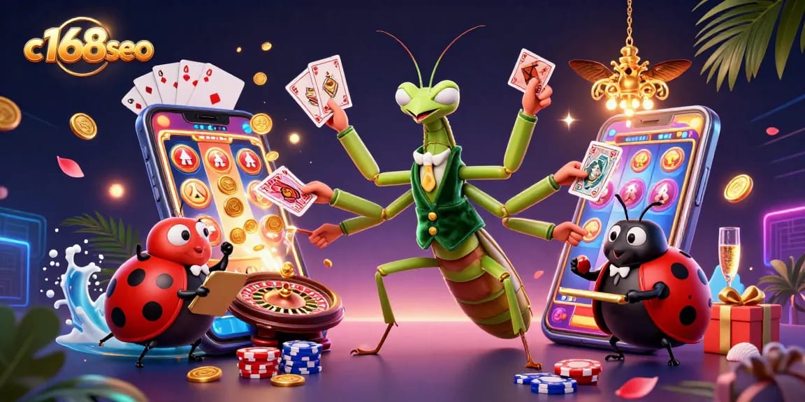 Experience c168seo's thrilling casino scene with vibrant characters and games in action.