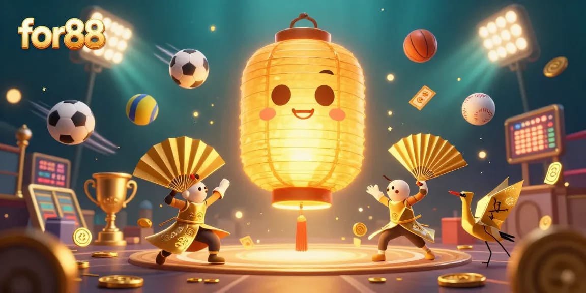 Experience thrilling wins with for88's dazzling underwater casino scene featuring golden lanterns and sports elements.