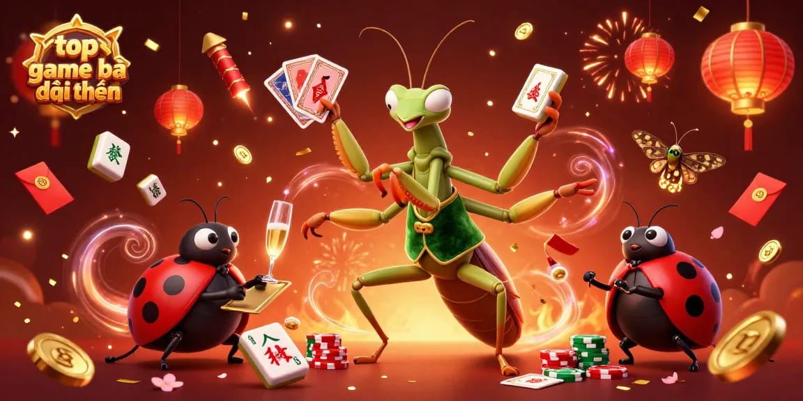 Experience top game bài đổi thưởng with a vibrant scene of unique characters and dynamic casino elements.