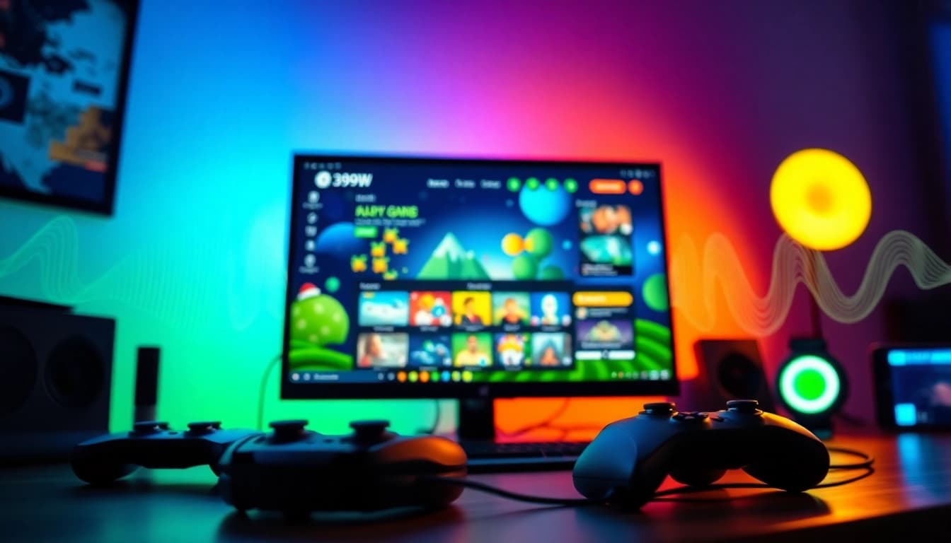 Engaging online gaming interface highlighting 399W's vibrant creativity.