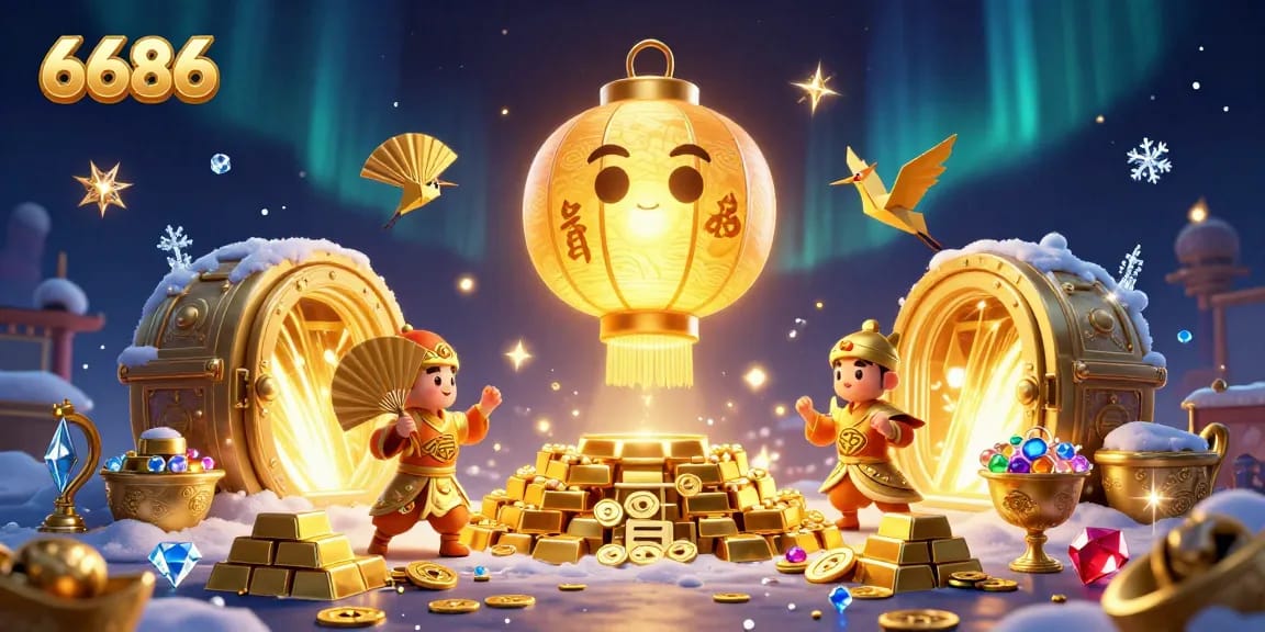 Experience thrilling gameplay at 6686 with vibrant characters, golden treasure, and enchanting casino elements.