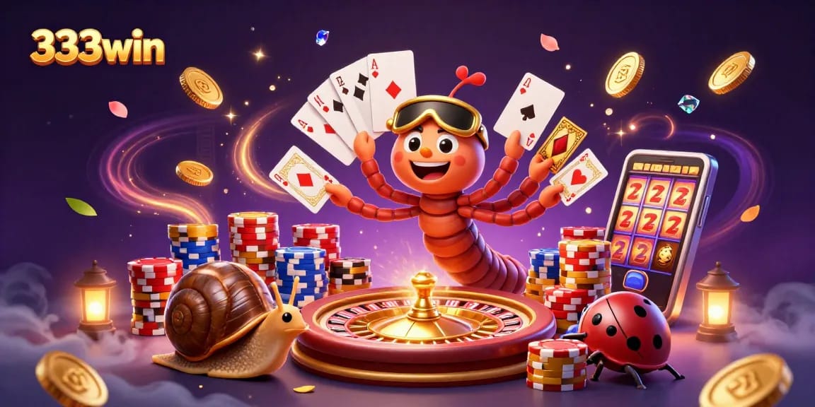 Experience the excitement of 333win casino with a vibrant 3D scene showcasing dealers and gaming elements.