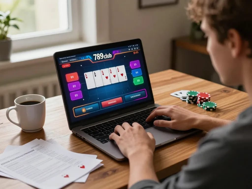 Engaging poker gameplay on the 789club platform with a player intently focusing on screen.