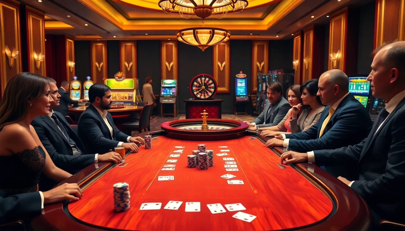F168 VIP poker players enjoy a thrilling casino experience at a luxurious table.