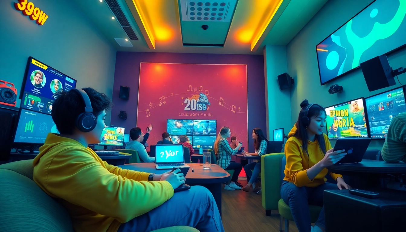 Interactive gaming scene of 399W platform, showcasing casual games and sound experiences.