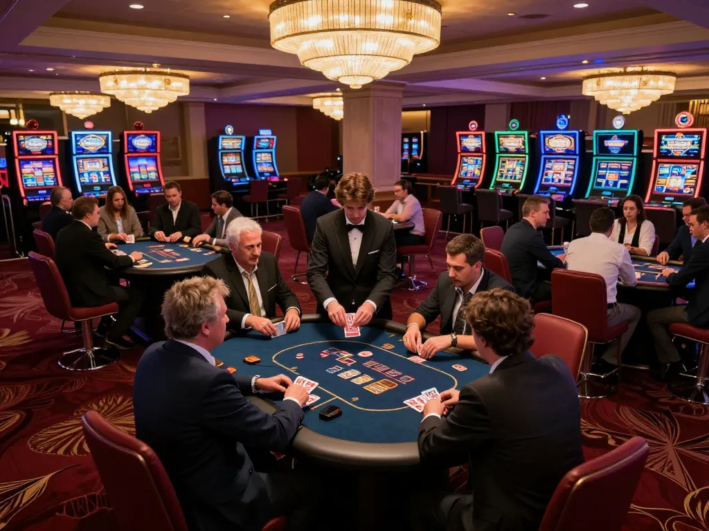 Active poker game scene with SC88 strategy at luxury casino tables, vibrant atmosphere.