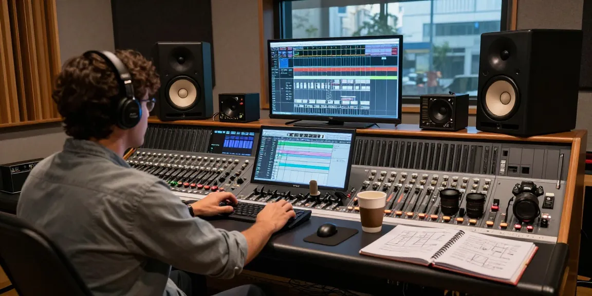Sound engineer adjusting levels on DA88 audio workstation in a professional studio environment.