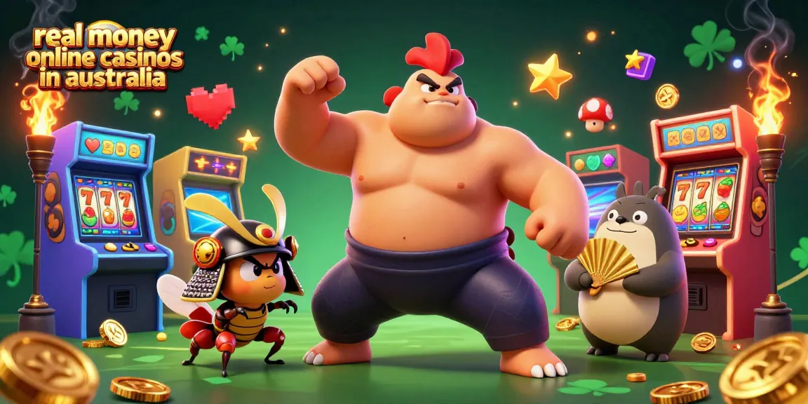 Experience real money online casinos in Australia with vibrant slot reels and dynamic game elements.