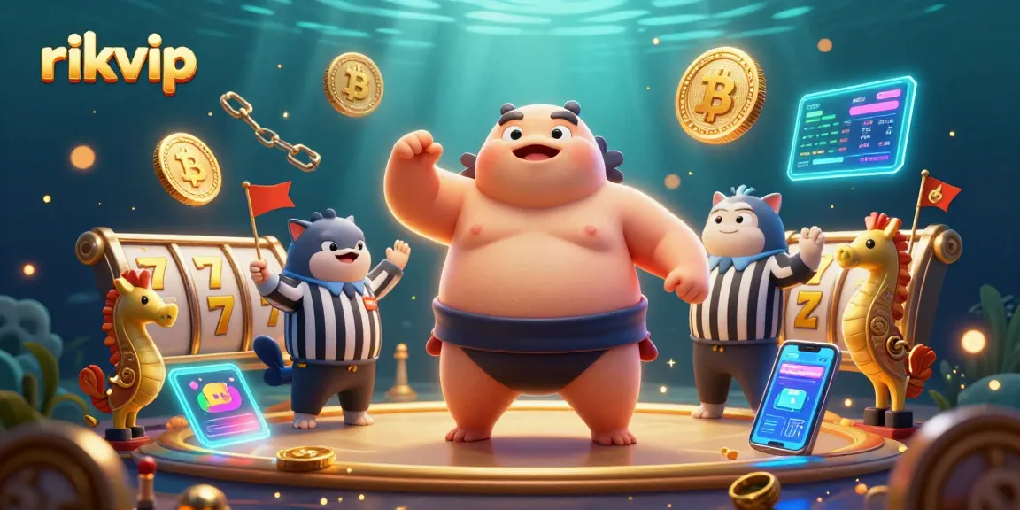 Win big at rikvip with excited characters in a vibrant underwater casino scene.