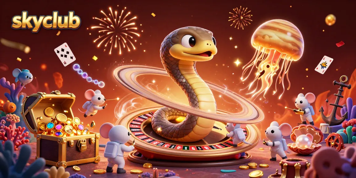 Engage in thrilling gameplay at skyclub as astronaut mice bet on the roulette-like Saturn ring.