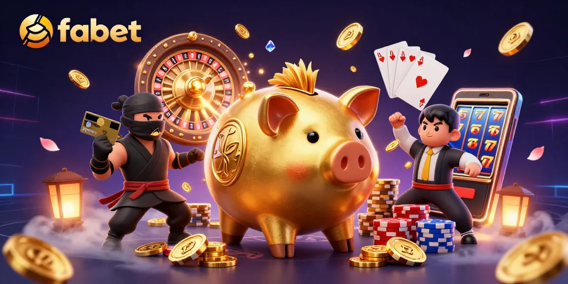 Engage with fabet's exciting 3D illustration featuring dynamic casino elements and vibrant characters.