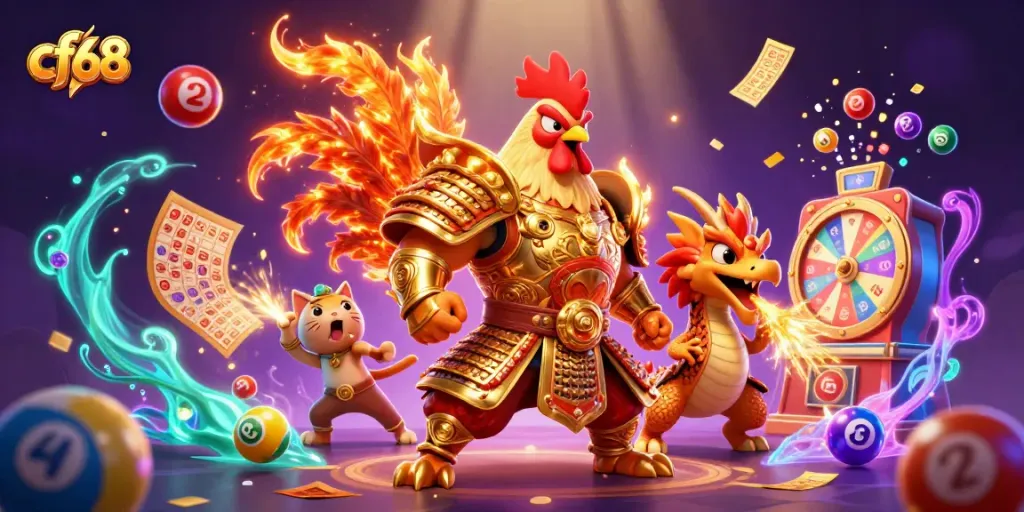 Experience thrilling moments at cf68 with animated characters and vibrant gaming elements.