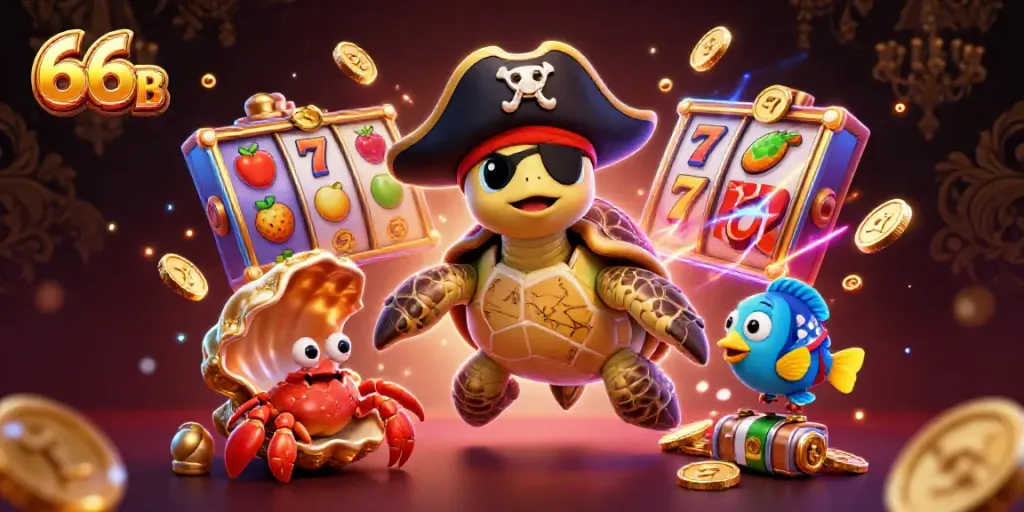 Engage with exciting slot adventures at 66 B featuring vibrant arcade elements and treasure.