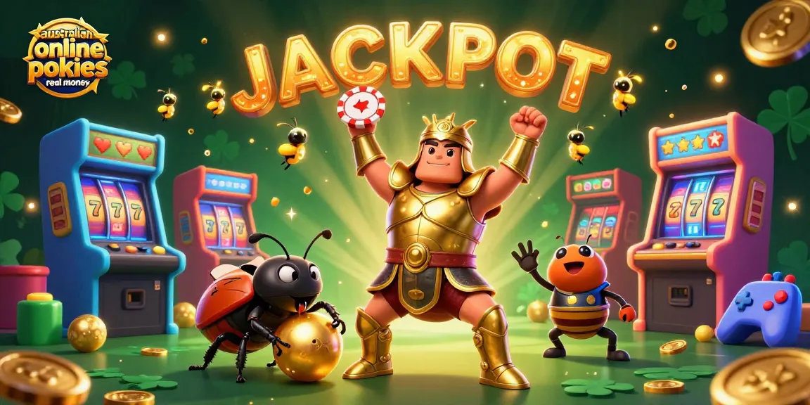 Experience the excitement of australian online pokies real money with vibrant slot elements and charming characters in action.