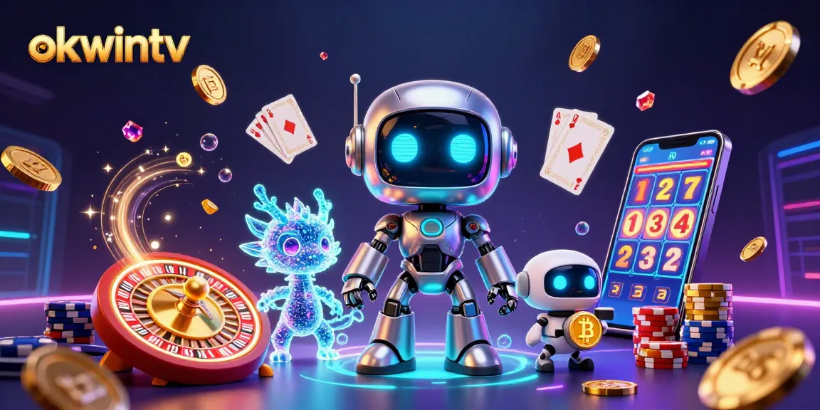 Engage in thrilling online gambling with okwintv's entertaining neon-themed casino scene.
