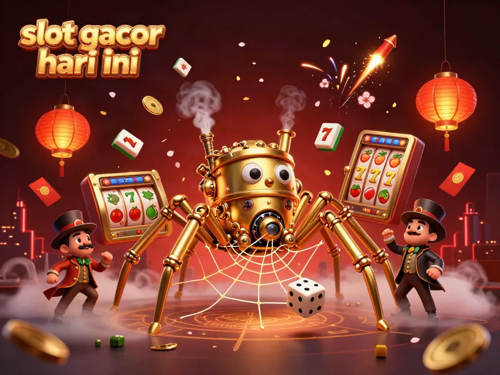 Engage in thrilling fun with slot gacor hari ini featuring a steampunk spider in an intricate world of luck and winnings.