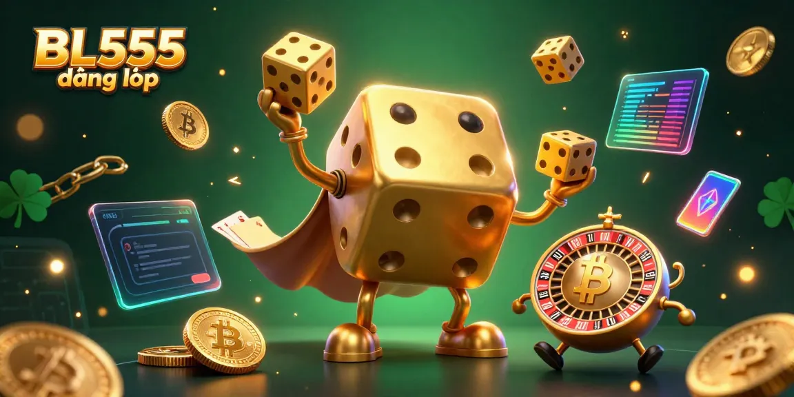 Engage with BL555 đăng nhập to explore a vibrant online casino world with golden dice and crypto elements.