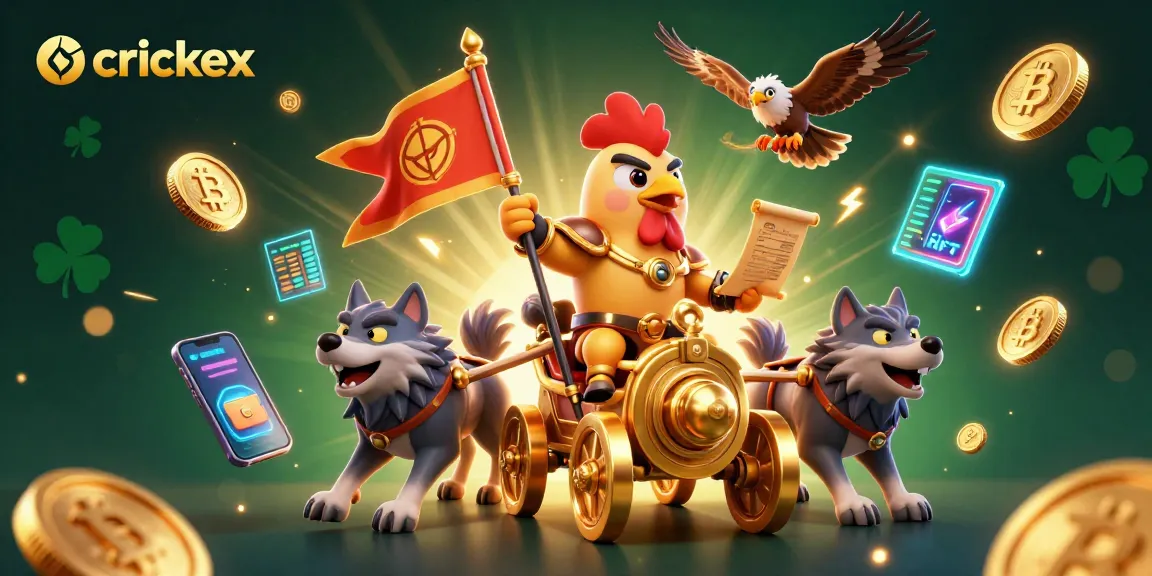 Experience thrilling gaming excitement with Crickex online platform featuring a dynamic rooster warlord scene.
