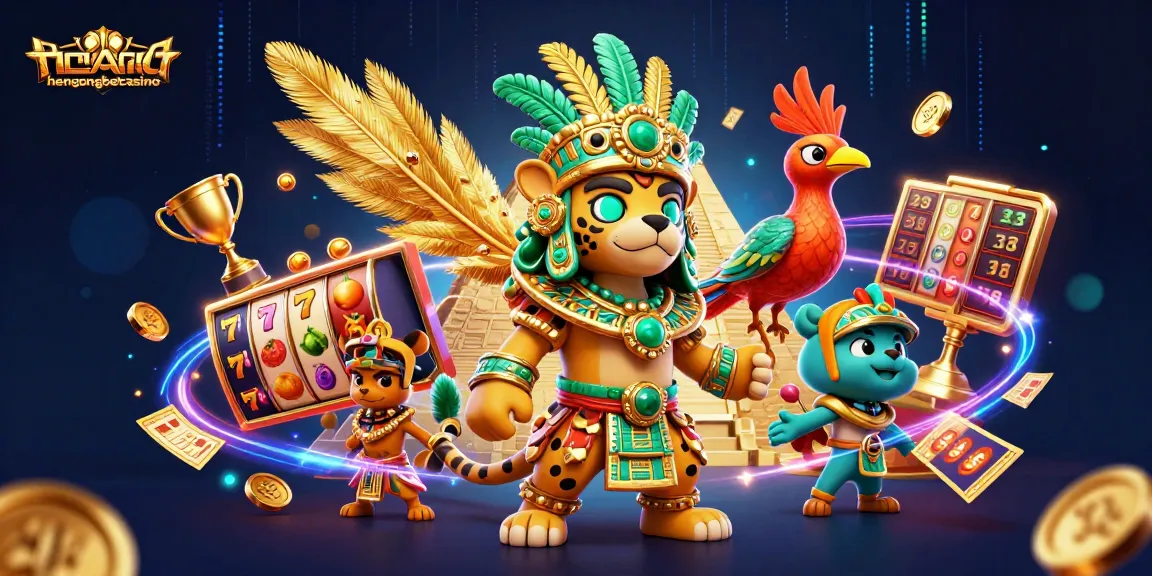 Experience thrilling gameplay at hengongbetcasino with 3D Mayan characters and vibrant slot elements.