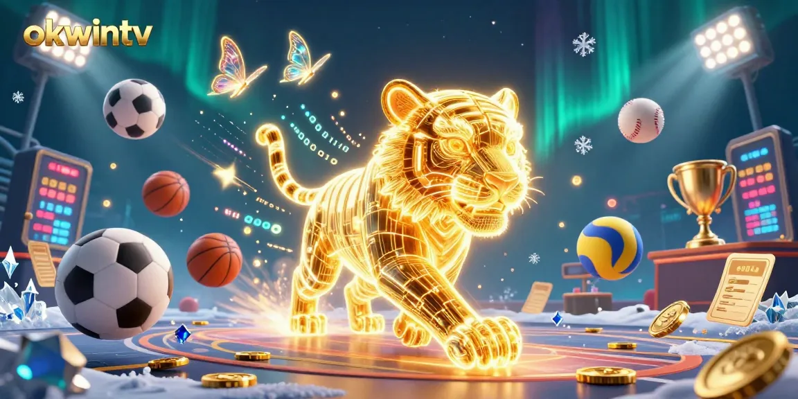Experience thrilling sports action with okwintv in this vibrant 3D casino scene.
