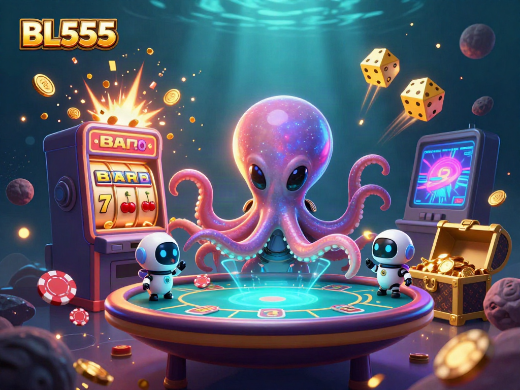 Engage in thrilling poker action with BL555 featuring an alien octopus and floating games.