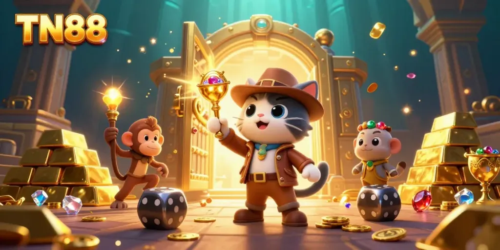 Experience thrilling moments with TN88 in this adventure-filled 3D illustration.