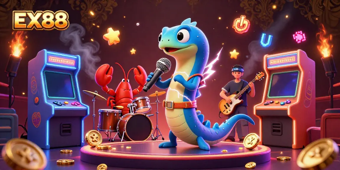 Experience the thrill of EX88 with an electric eel DJ and a vibrant casino scene.