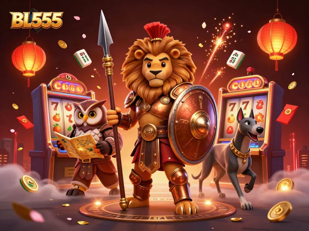 Experience thrilling gameplay at BL555 with vibrant casino elements and dynamic characters.