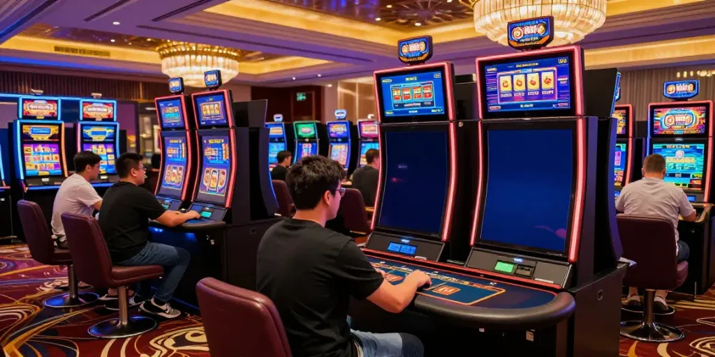 Players enjoying thrilling experiences at mastercard casinos with vibrant slot machines and card tables in a luxurious setting.