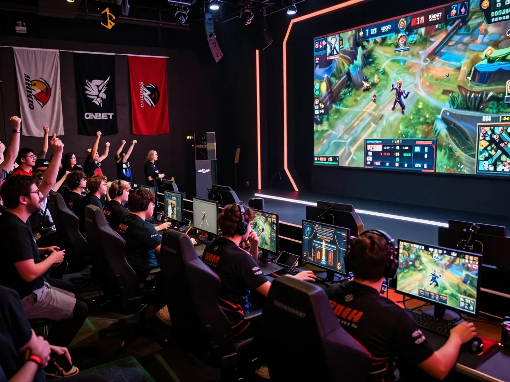 Fans cheering during an Onbet LOL tournament showcasing the excitement of esports.