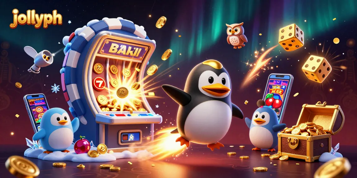 Experience thrilling gameplay at jollyph with a golden penguin racing to a vibrant casino.