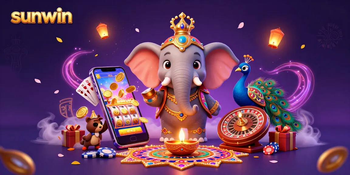 Engage in sunwin gaming adventures with vibrant casino visuals depicting dynamic slot games and rich decorations.