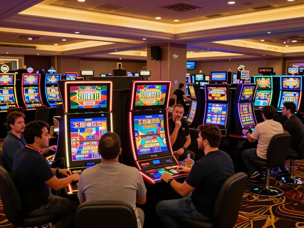 Players engaging in thrilling slot games at SHBET online casino, showcasing vibrant colors and excitement.