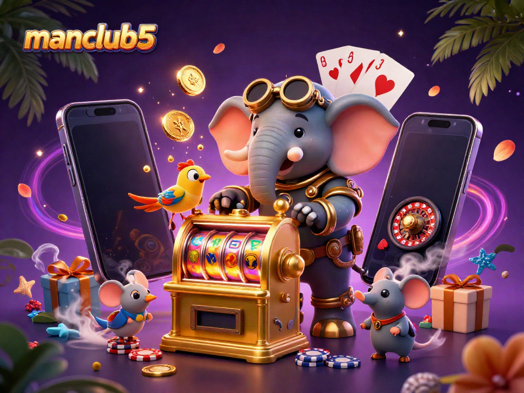 Experience thrilling gameplay with manclub5's steampunk elephant at the golden slot machine.
